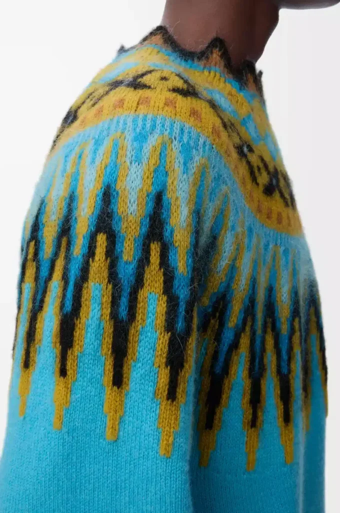 Sweater in wool and mohair blend Blue/Multicolor Sweater in wool and mohair blend Blue/Multicolor