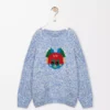 Sweater in wool and mohair blend Blue/White