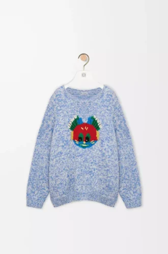 Sweater in wool and mohair blend Blue/White