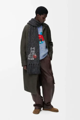 Sweater in wool and mohair blend Blue/White
