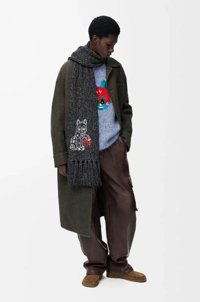 Sweater in wool and mohair blend Blue/White