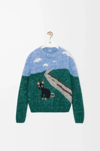 Sweater in wool and mohair Blue/Multicolor