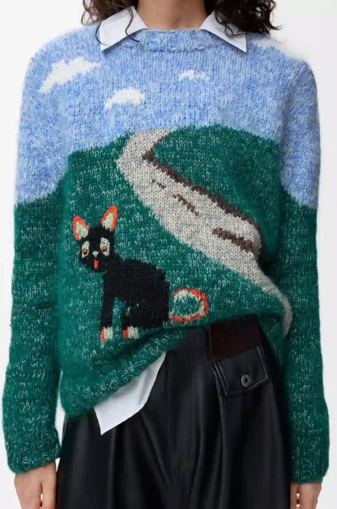 Sweater in wool and mohair Blue/Multicolor Sweater in wool and mohair Blue/Multicolor