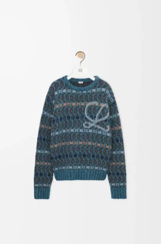 Sweater in wool blend Blue/Multicolor