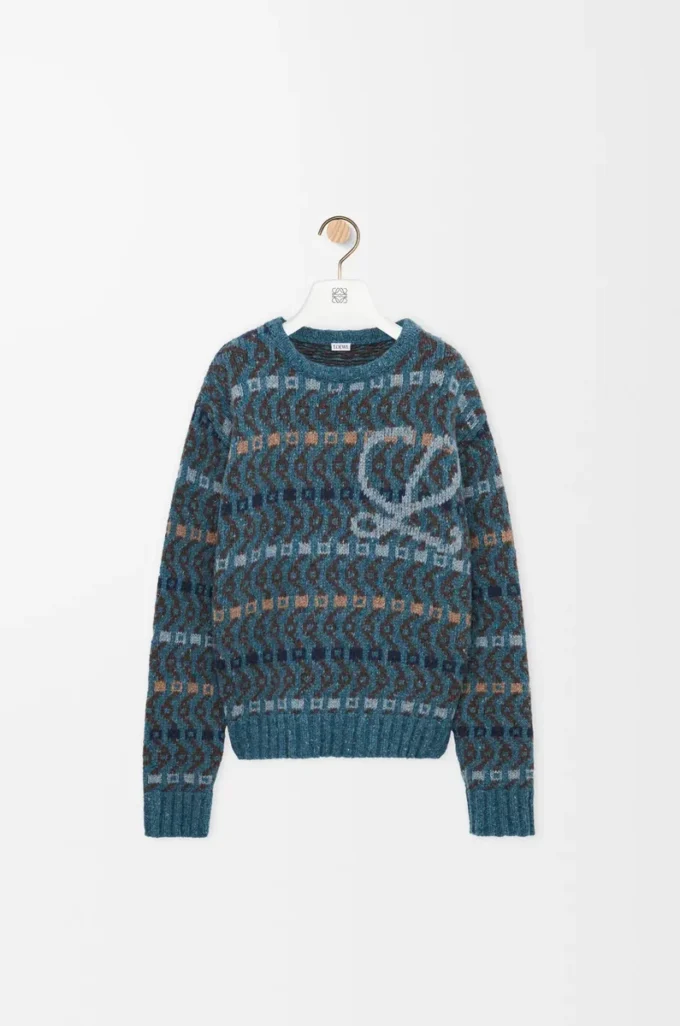 Sweater in wool blend Blue/Multicolor Sweater in wool blend Blue/Multicolor