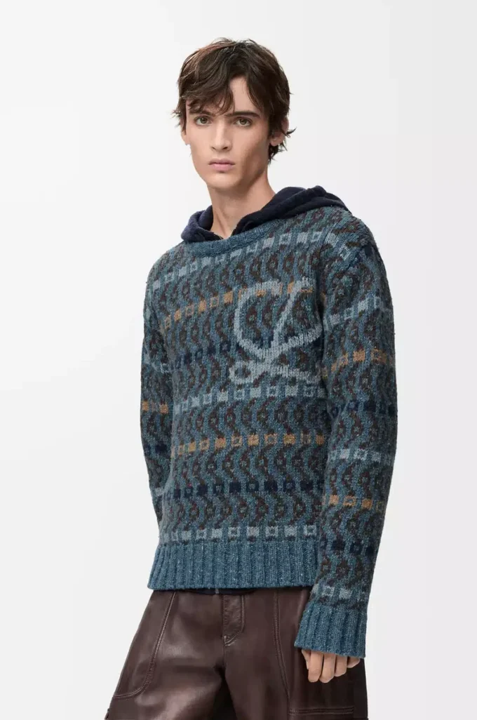 Sweater in wool blend Blue/Multicolor Sweater in wool blend Blue/Multicolor