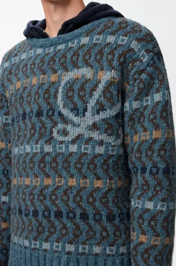Sweater in wool blend Blue/Multicolor Sweater in wool blend Blue/Multicolor
