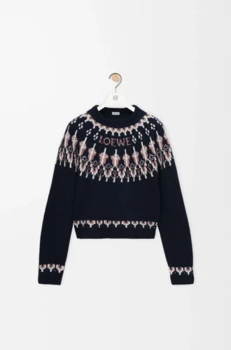 Sweater in wool blend Navy/Multicolor