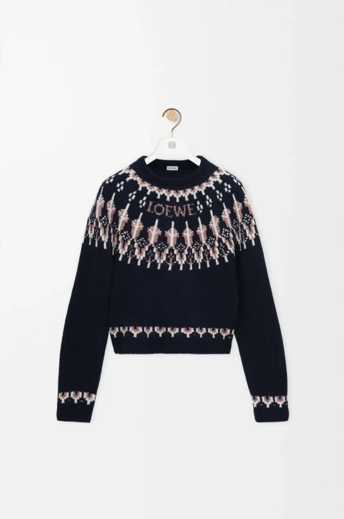 Sweater in wool blend Navy/Multicolor Sweater in wool blend Navy/Multicolor