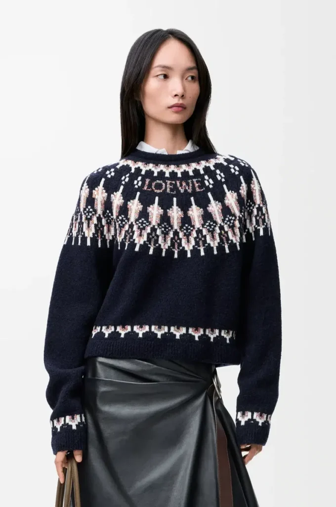 Sweater in wool blend Navy/Multicolor Sweater in wool blend Navy/Multicolor