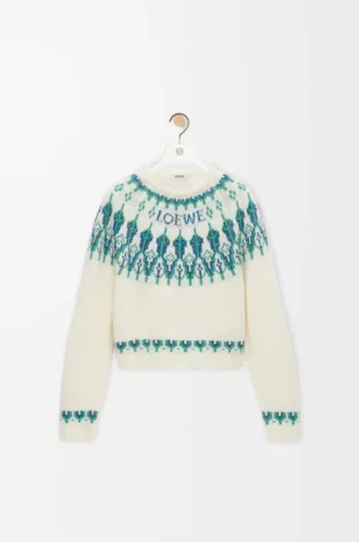 Sweater in wool blend White/Mint