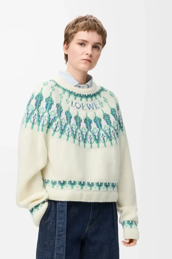 Sweater in wool blend White/Mint Sweater in wool blend White/Mint