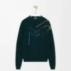 Sweater in wool Dark Green/Multicolour Sweater in wool Dark Green/Multicolour
