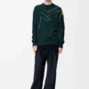 Sweater in wool Dark Green/Multicolour Sweater in wool Dark Green/Multicolour