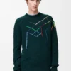 Sweater in wool Dark Green/Multicolour Sweater in wool Dark Green/Multicolour