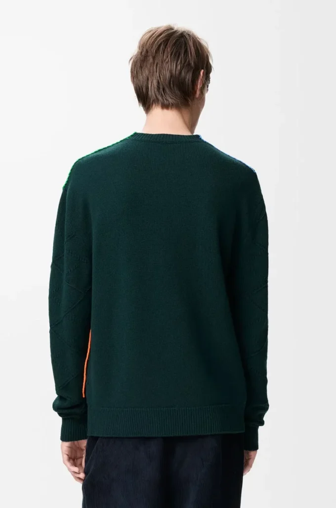 Sweater in wool Dark Green/Multicolour Sweater in wool Dark Green/Multicolour