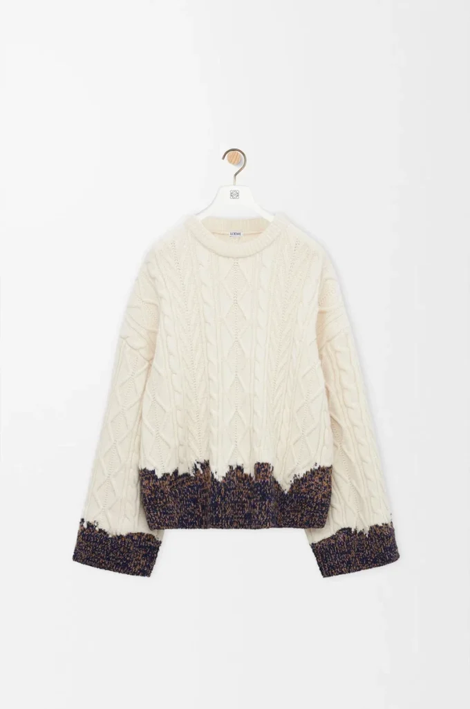 Sweater in wool Ecru/Brown Sweater in wool Ecru/Brown