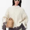 Sweater in wool Ecru/Brown Sweater in wool Ecru/Brown