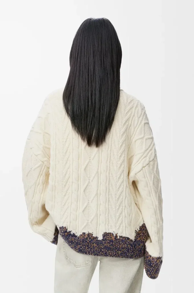 Sweater in wool Ecru/Brown Sweater in wool Ecru/Brown