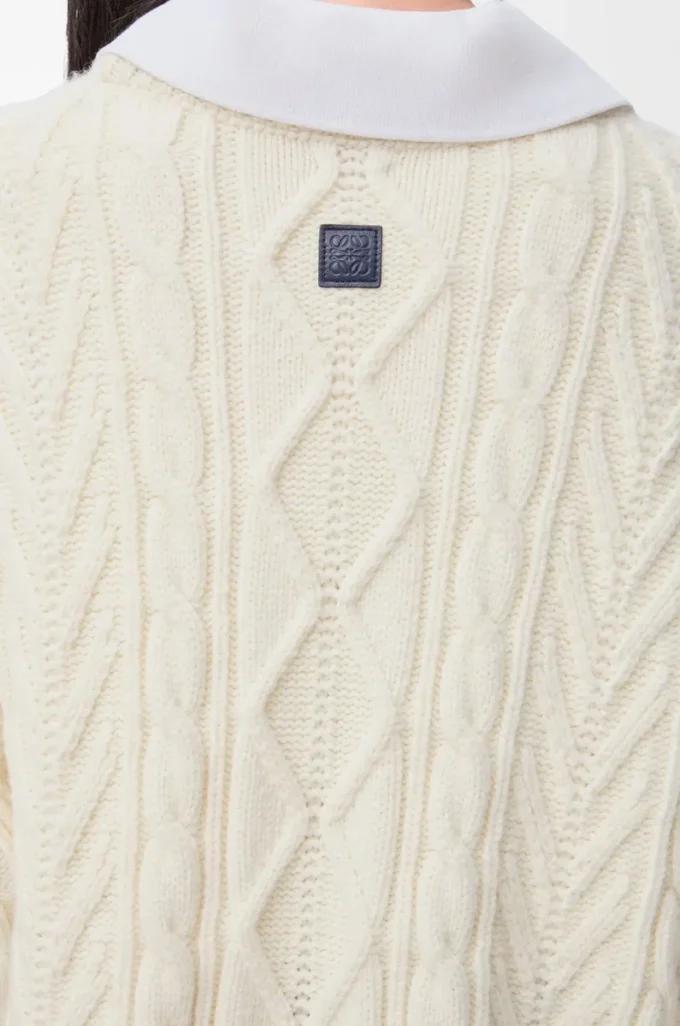 Sweater in wool Ecru/Brown Sweater in wool Ecru/Brown