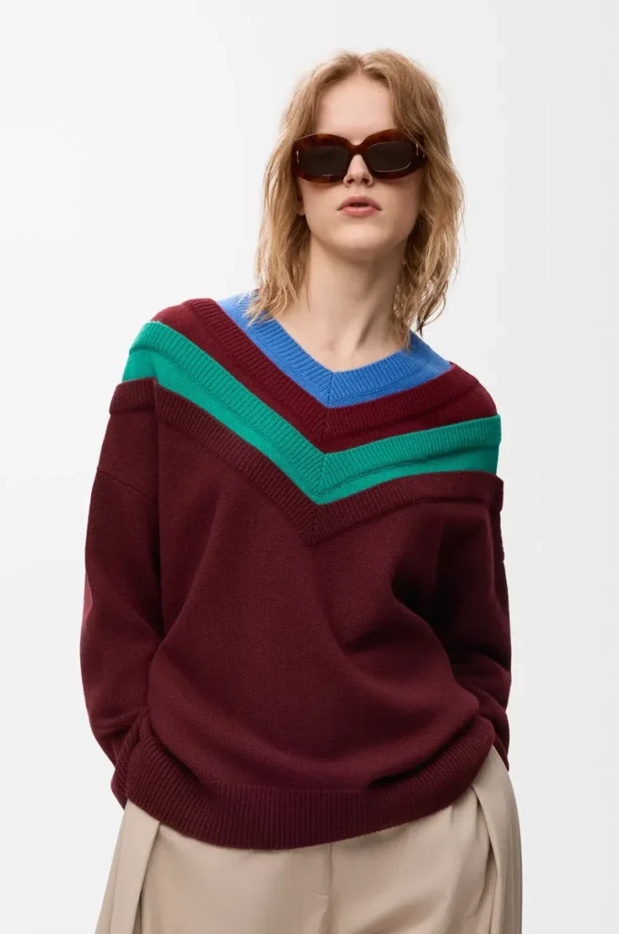 Sweater in wool Green/Red/Multicolor Sweater in wool Green/Red/Multicolor