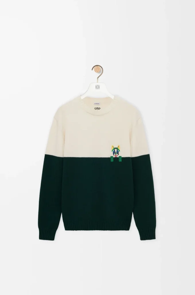 Sweater in wool White/Green Sweater in wool White/Green