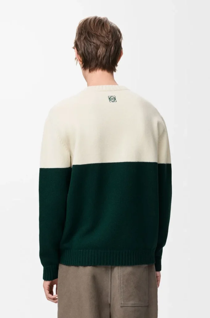 Sweater in wool White/Green Sweater in wool White/Green