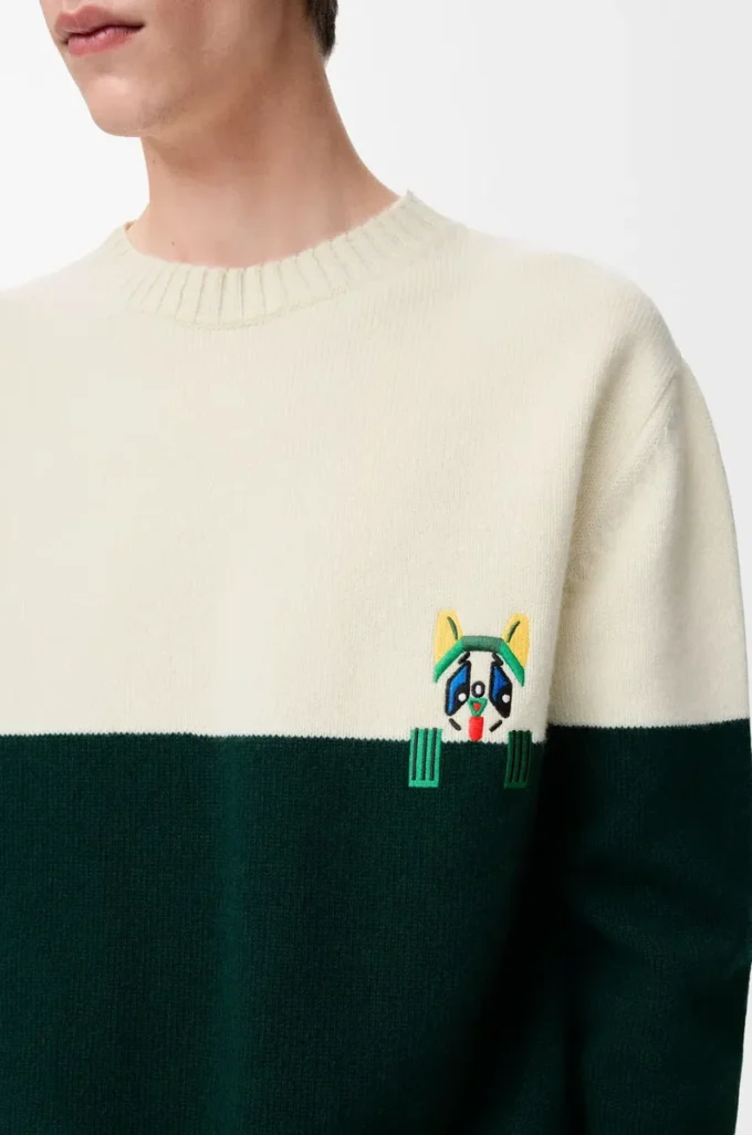 Sweater in wool White/Green Sweater in wool White/Green