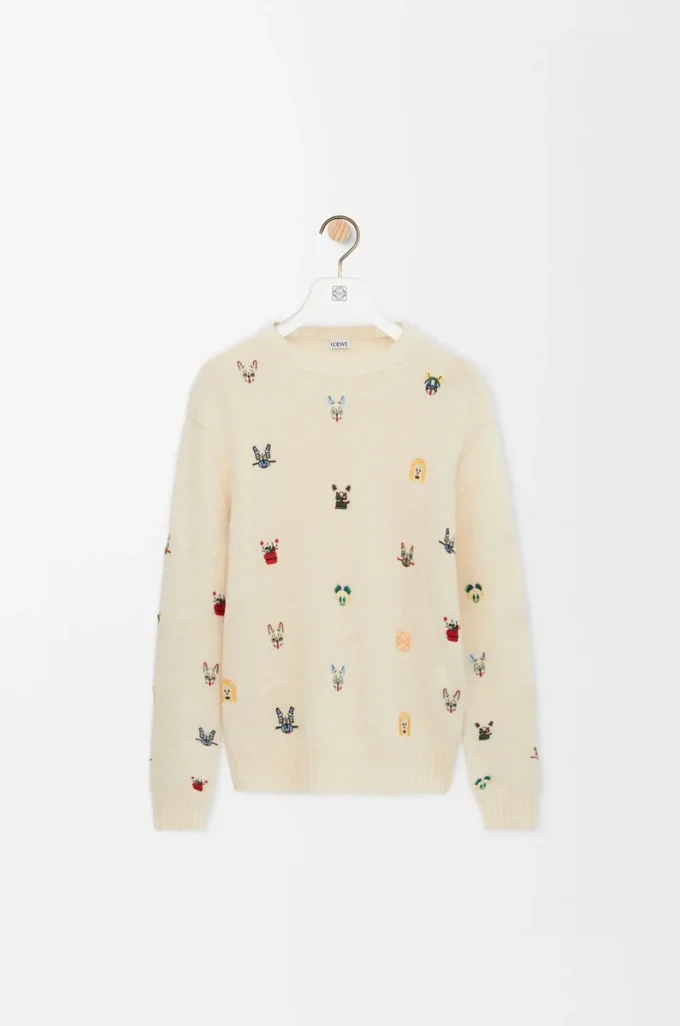 Sweater in wool White/Multicolor Sweater in wool White/Multicolor