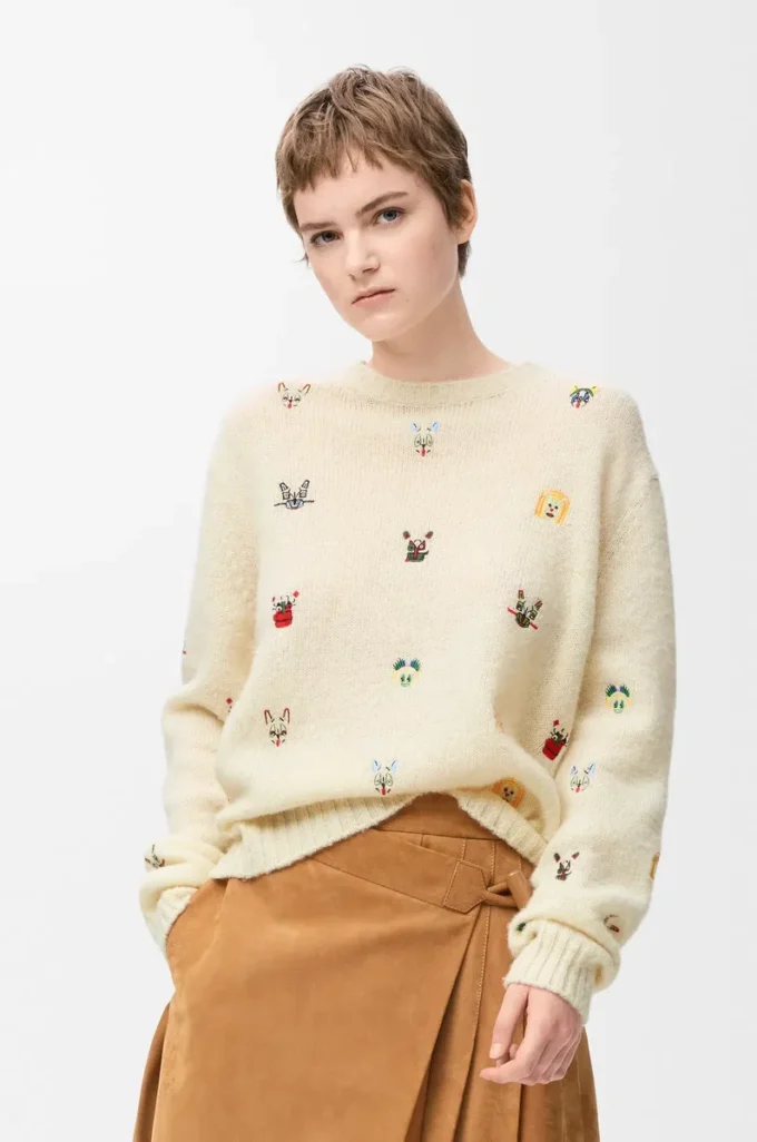 Sweater in wool White/Multicolor Sweater in wool White/Multicolor