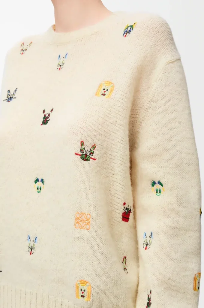 Sweater in wool White/Multicolor Sweater in wool White/Multicolor