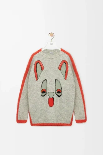 Sweater in wool White/Orange/Blue