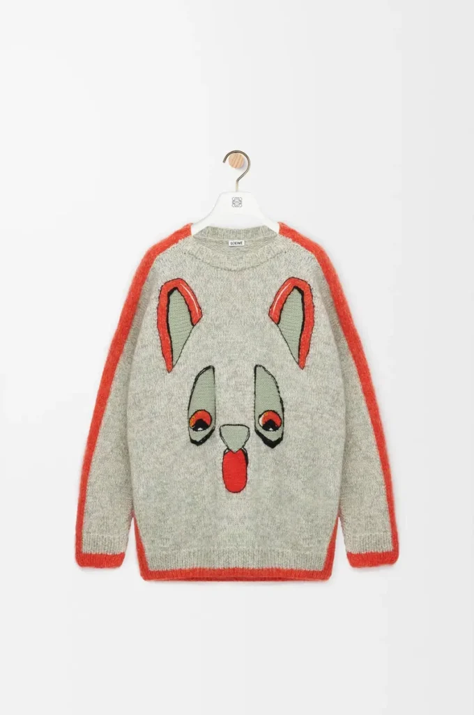 Sweater in wool White/Orange/Blue Sweater in wool White/Orange/Blue