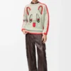 Sweater in wool White/Orange/Blue Sweater in wool White/Orange/Blue