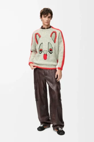 Sweater in wool White/Orange/Blue