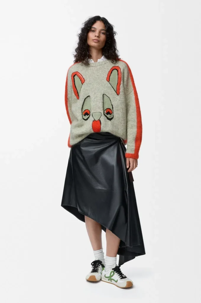 Sweater in wool White/Orange/Blue Sweater in wool White/Orange/Blue