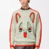 Sweater in wool White/Orange/Blue Sweater in wool White/Orange/Blue