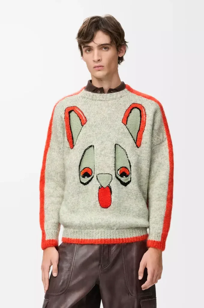 Sweater in wool White/Orange/Blue Sweater in wool White/Orange/Blue