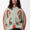 Sweater in wool White/Orange/Blue Sweater in wool White/Orange/Blue