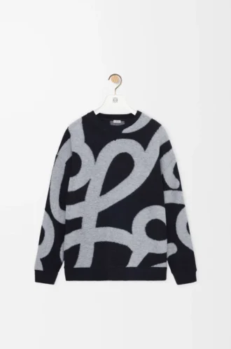 Sweatshirt in wool and cotton Navy/Grey