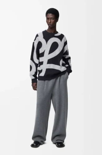 Sweatshirt in wool and cotton Navy/Grey