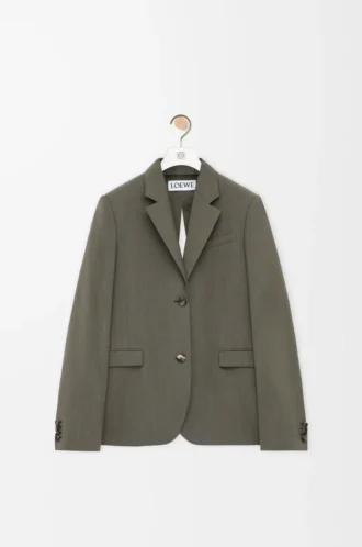 Tailored jacket in wool Khaki Green