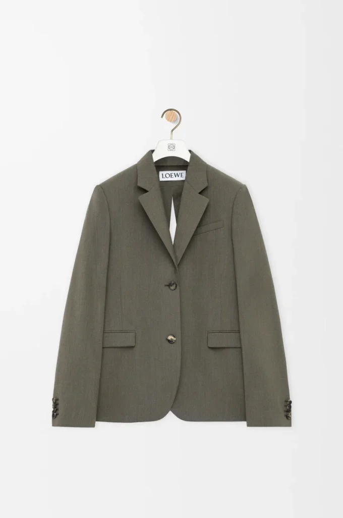 Tailored jacket in wool Khaki Green Tailored jacket in wool Khaki Green