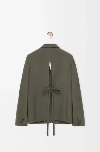 Tailored jacket in wool Khaki Green