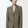 Tailored jacket in wool Khaki Green Tailored jacket in wool Khaki Green