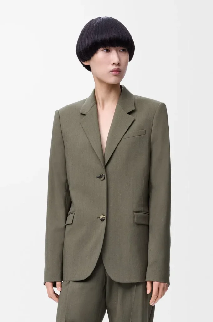 Tailored jacket in wool Khaki Green Tailored jacket in wool Khaki Green