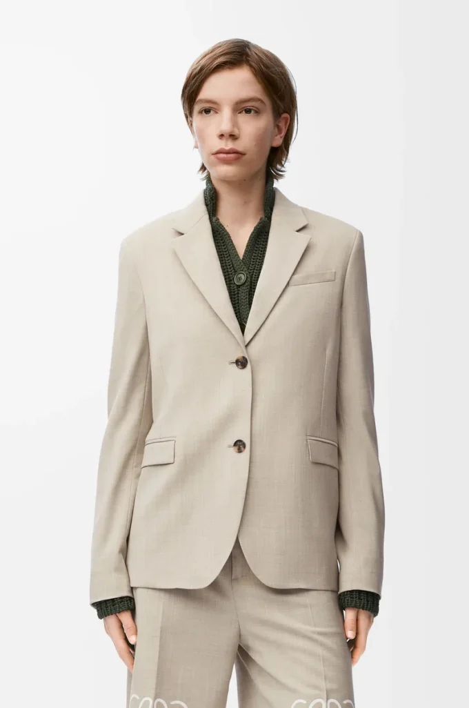 Tailored jacket in wool Light Beige Melange Tailored jacket in wool Light Beige Melange