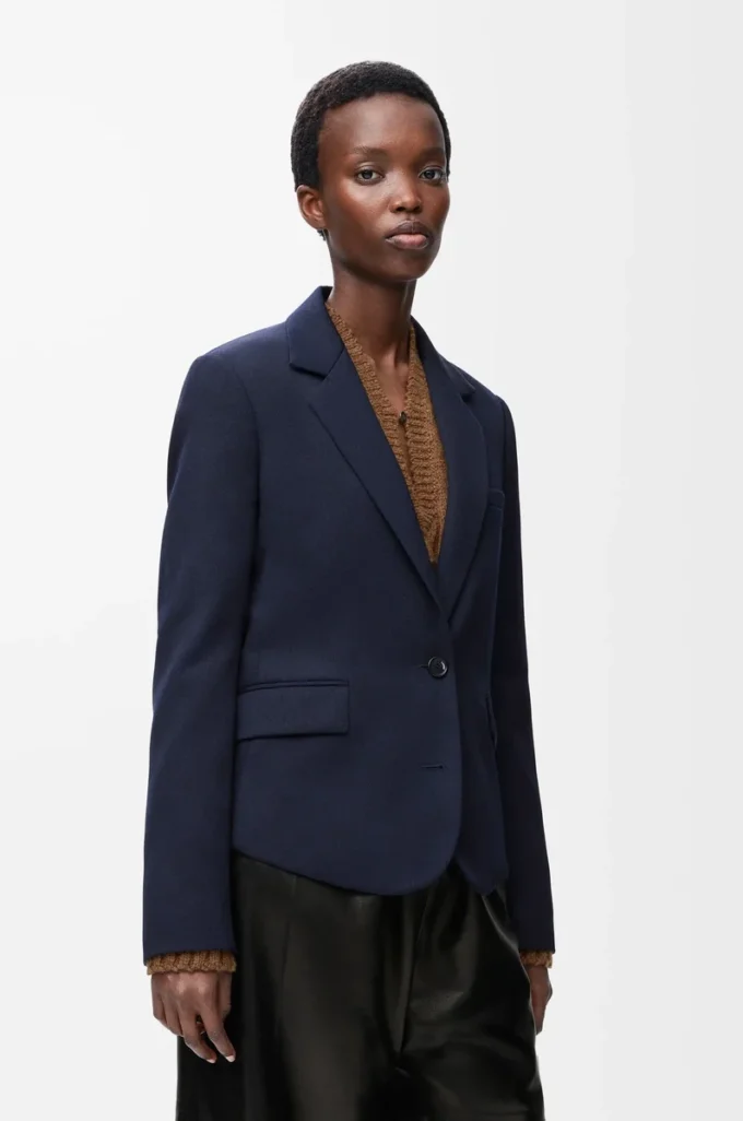 Tailored jacket in wool Navy Blue