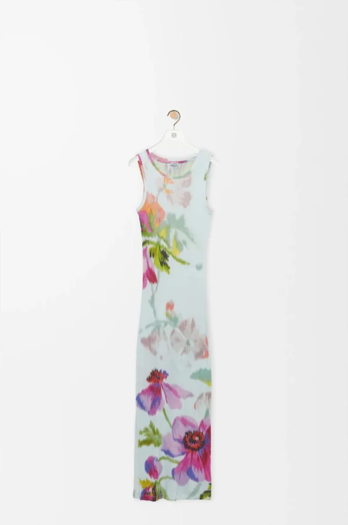Tank dress in silk and cotton Light Blue/Multicolor Tank dress in silk and cotton Light Blue/Multicolor