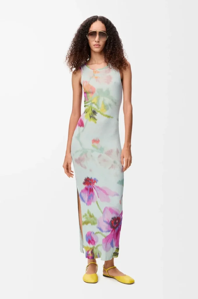 Tank dress in silk and cotton Light Blue/Multicolor Tank dress in silk and cotton Light Blue/Multicolor